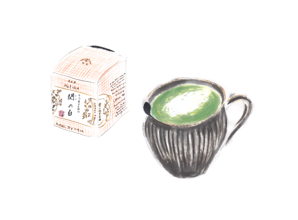 関の白で抹茶ラテ。