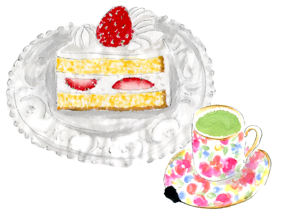 イチゴのフレッシュケーキと明昔。