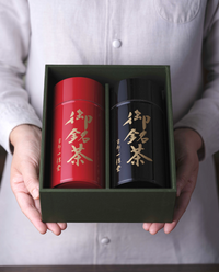 玉露 天下一・煎茶 嘉木　錻力製茶筒(大)特製箱入